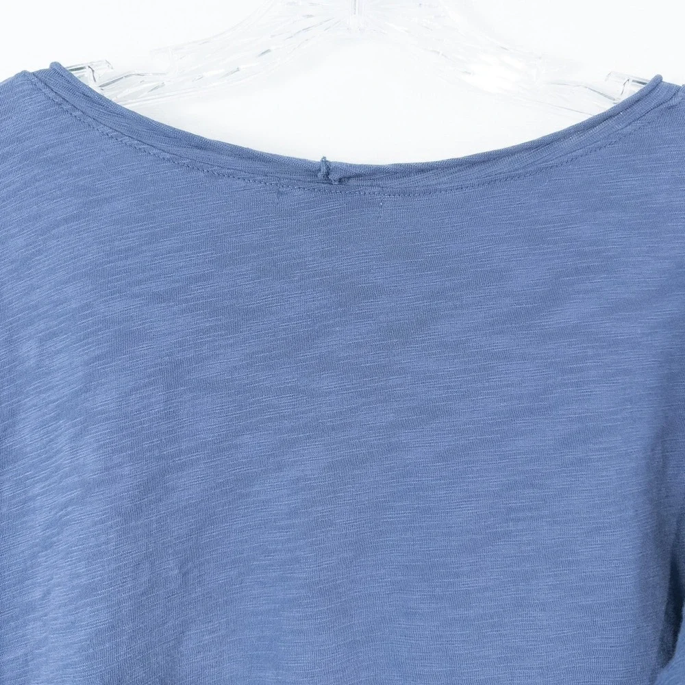 Habitat Peruvian Cotton Slub Pieced Tunic Top Womens Medium Blue Lagenlook Boho - Picture 10 of 13